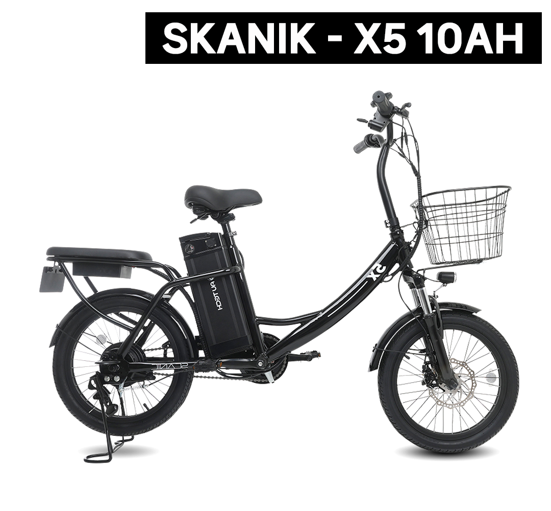 19 - AU테크 스카닉 5X 여성 등하원 2인승 전기자전거 블랙/아이보리 삼성LG셀 10AH 최대500W 제품 사진